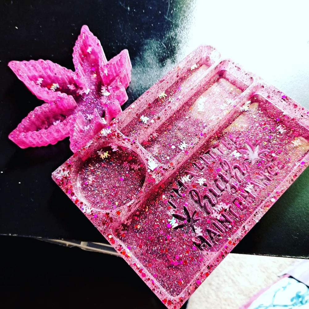Handmade rolling tray, ashtray and grinder set